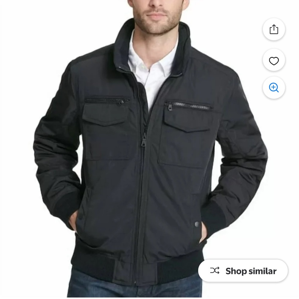 Tommy Hilfiger Water Resistant Performance Black Bomber Jacket, L/XL